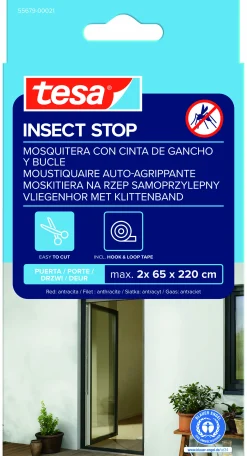 tesa Fliegengitter Tür 65 x 220 cm anthrazit kürzbar 2 Stück