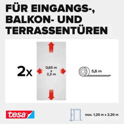 tesa Fliegengitter Tür 65 x 220 cm anthrazit kürzbar 2 Stück