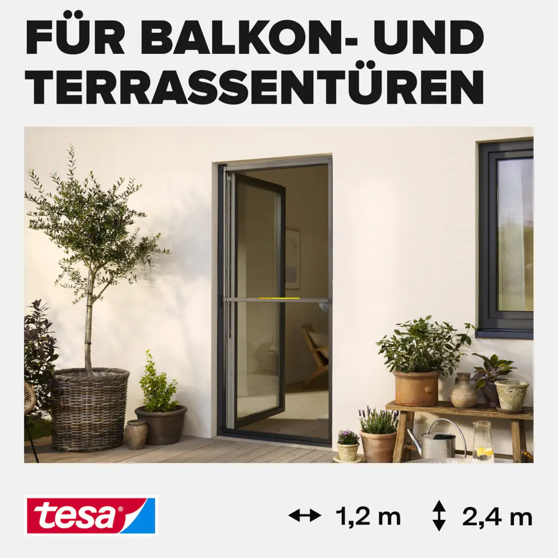 tesa Fliegengitter-Tür Comfort im Alurahmen 120 x 240 cm weiß