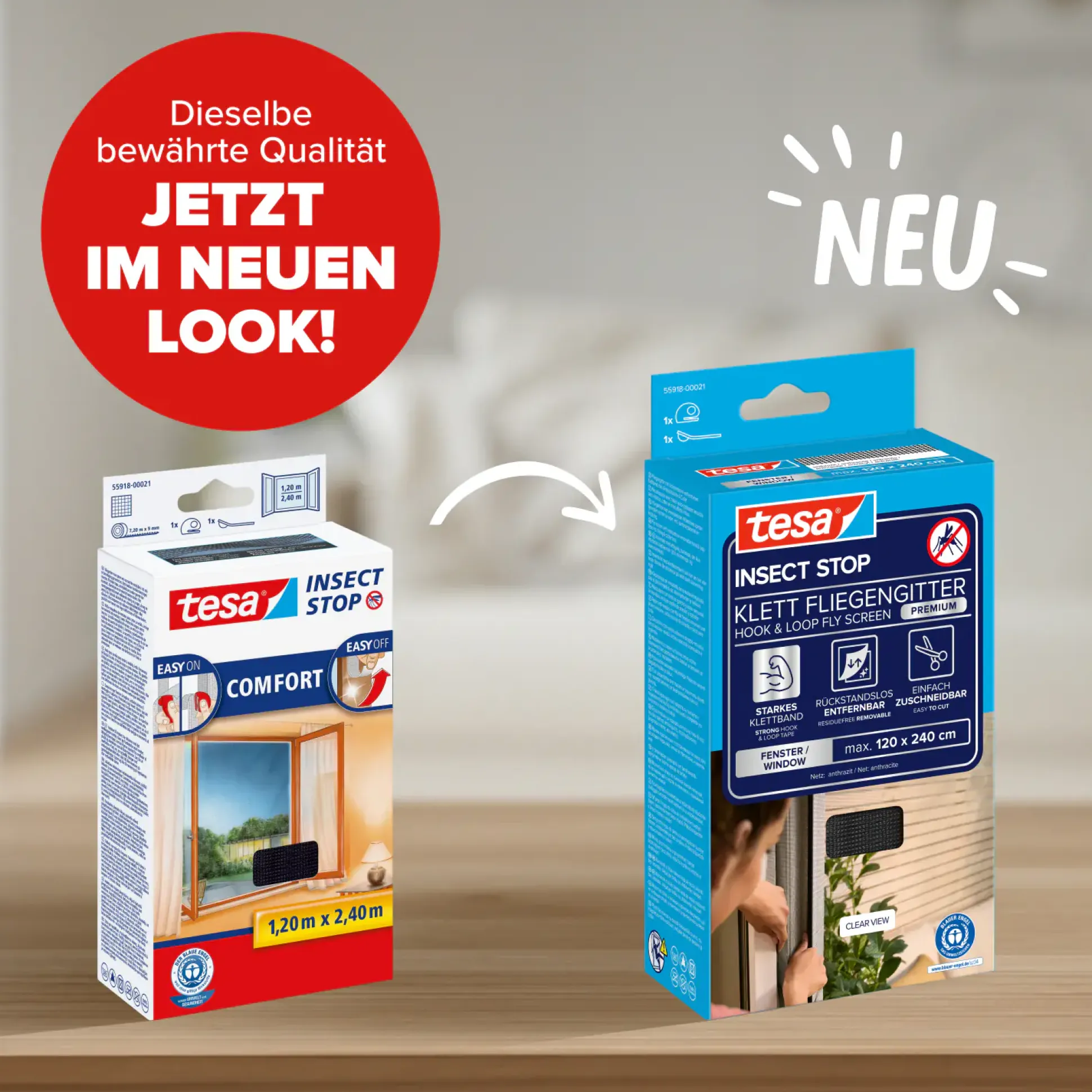 tesa Fliegenschutz-Fenster Comfort 120 x 240 cm anthrazit kürzbar