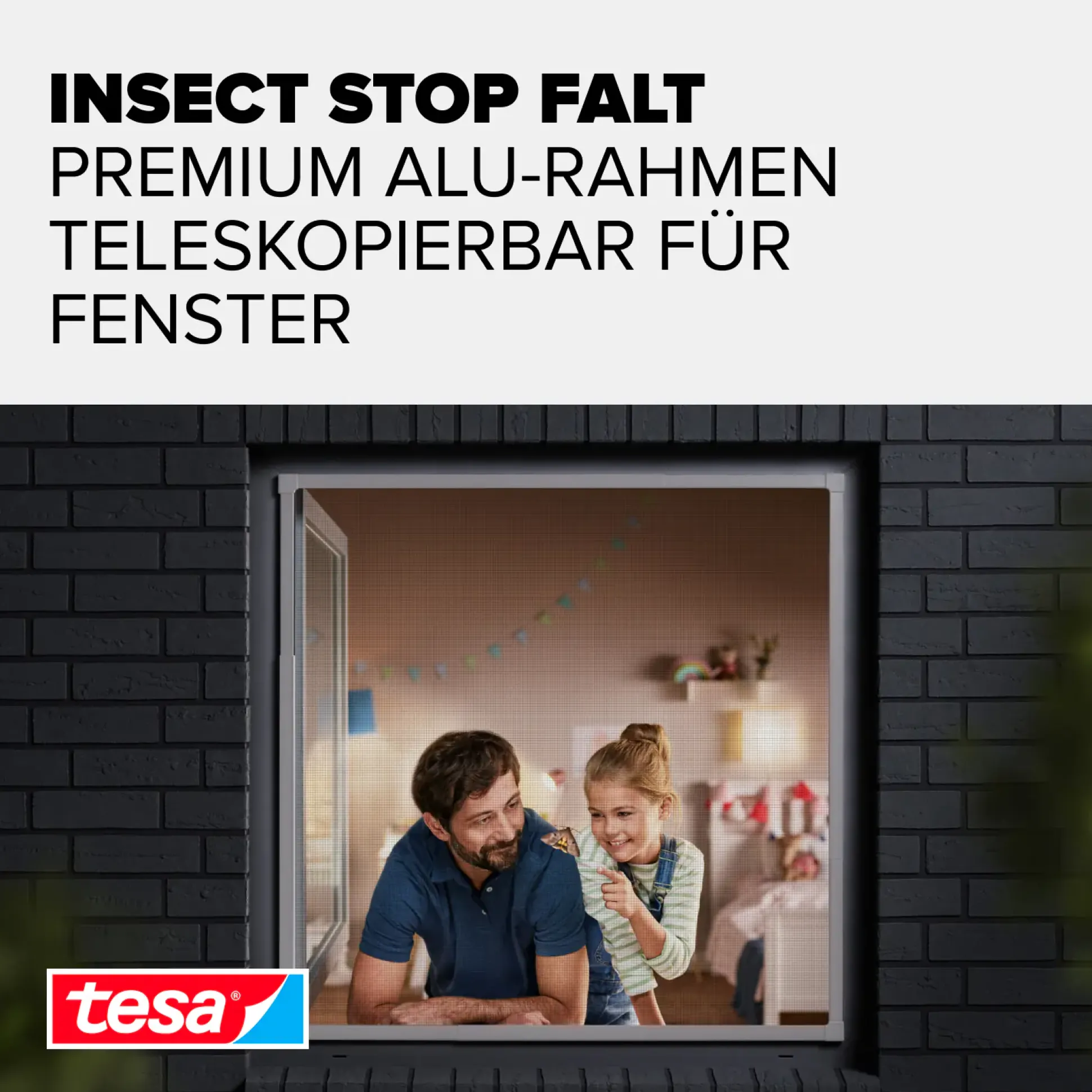 tesa Fliegenschutz-Fenster FALT 80 x 80 - 140 x 140 cm weiß/weiß