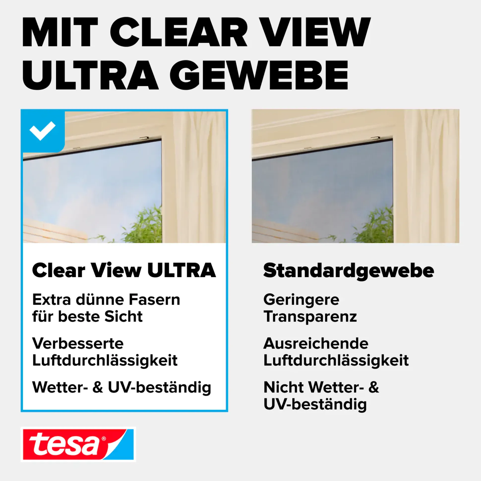 tesa Fliegenschutz-Fenster FALT 80 x 80 - 140 x 140 cm weiß/weiß