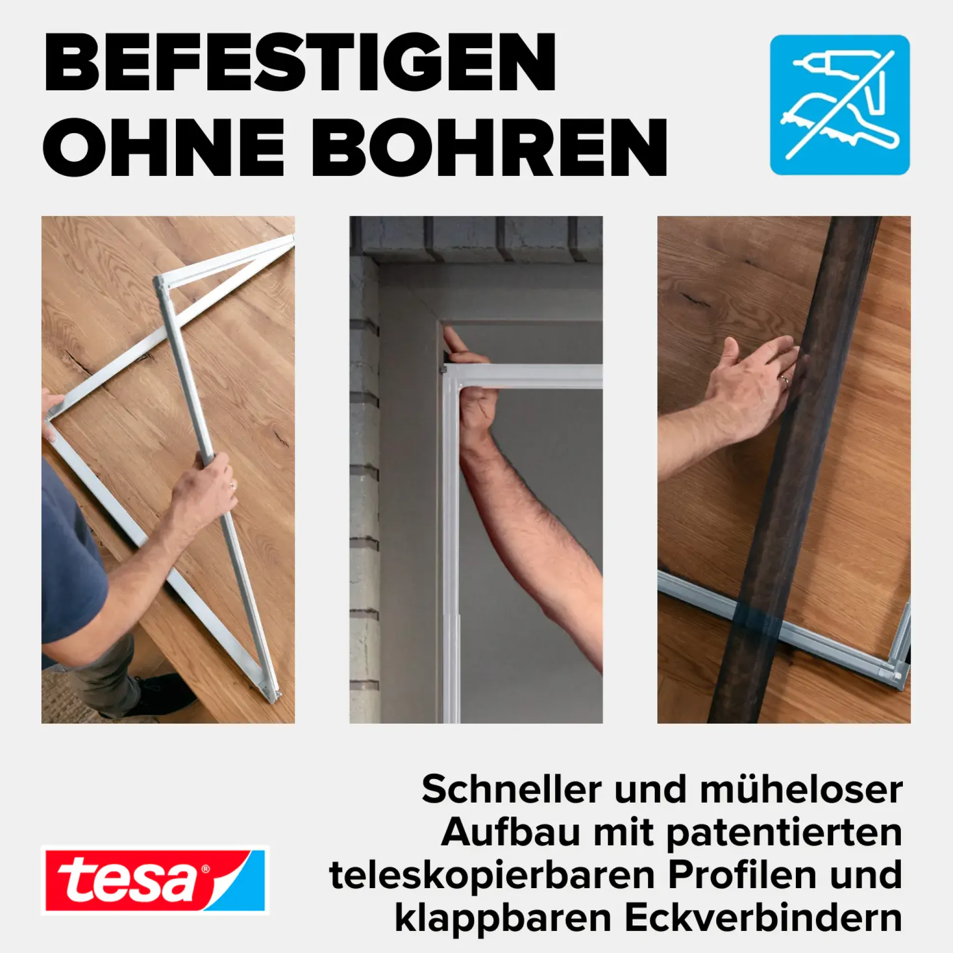tesa Fliegenschutz-Fenster FALT 80 x 80 - 140 x 140 cm weiß/weiß