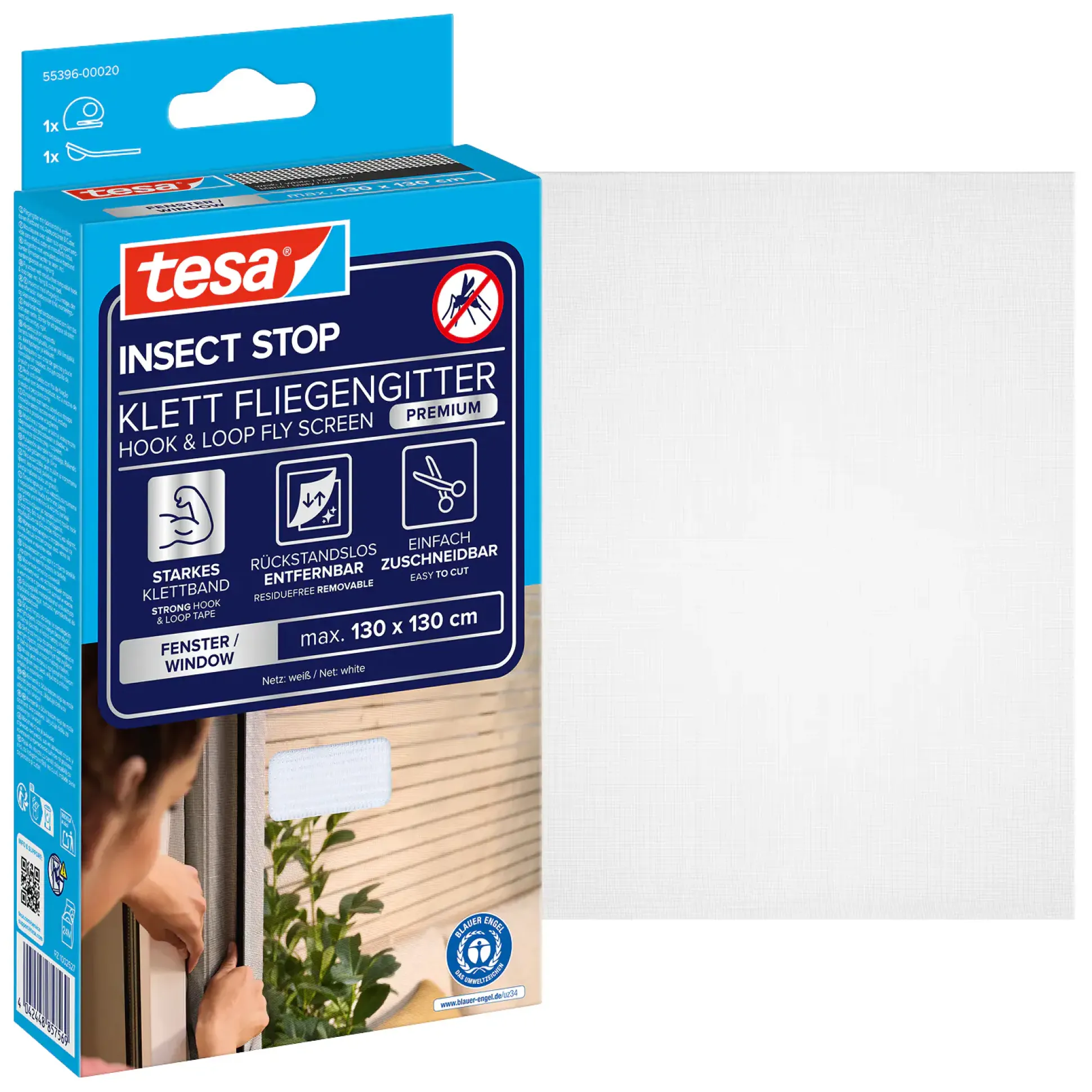 tesa Fliegenschutz-Fenster COMFORT 130 x 130 cm - weiß individuell kürzbar