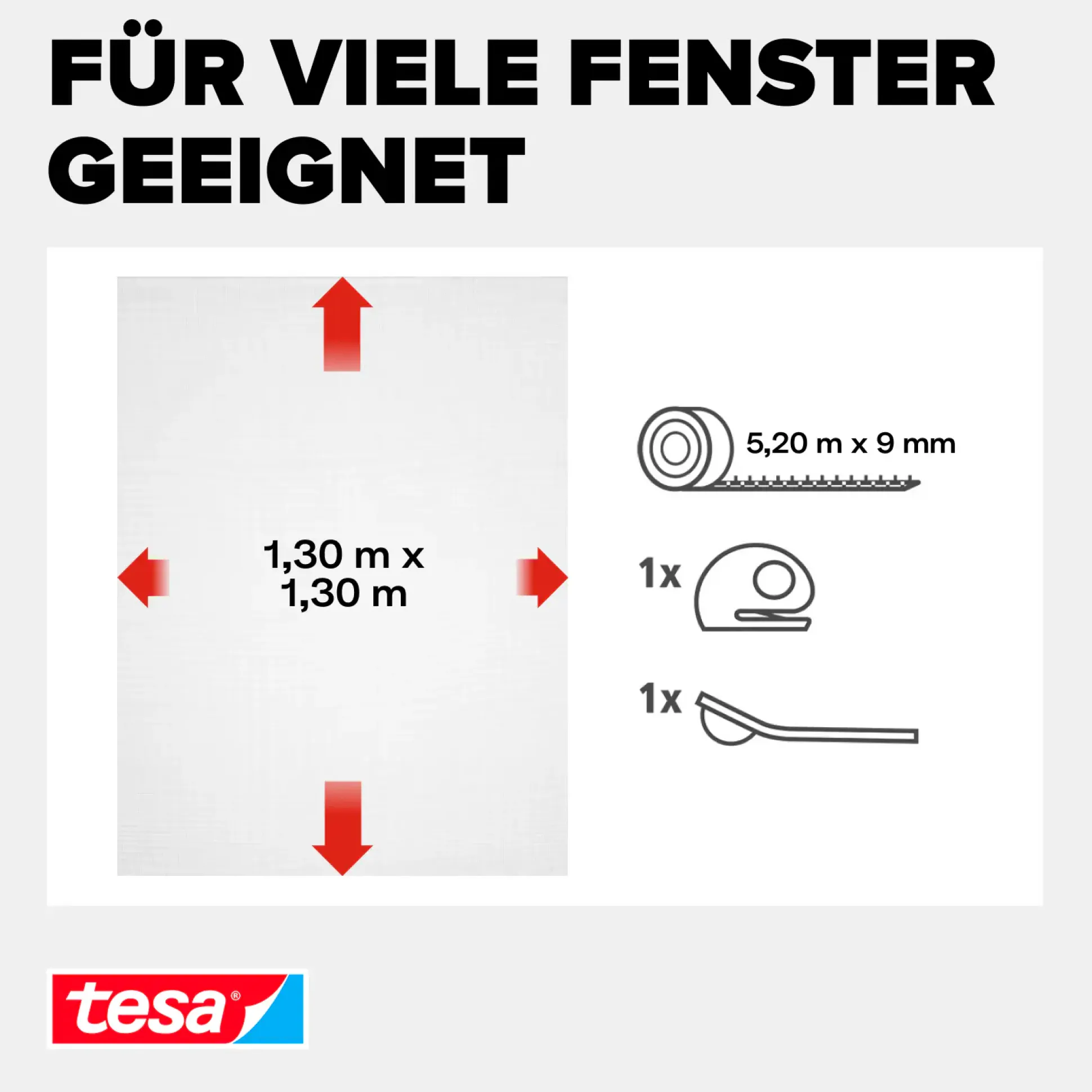 tesa Fliegenschutz-Fenster COMFORT 130 x 130 cm - weiß individuell kürzbar