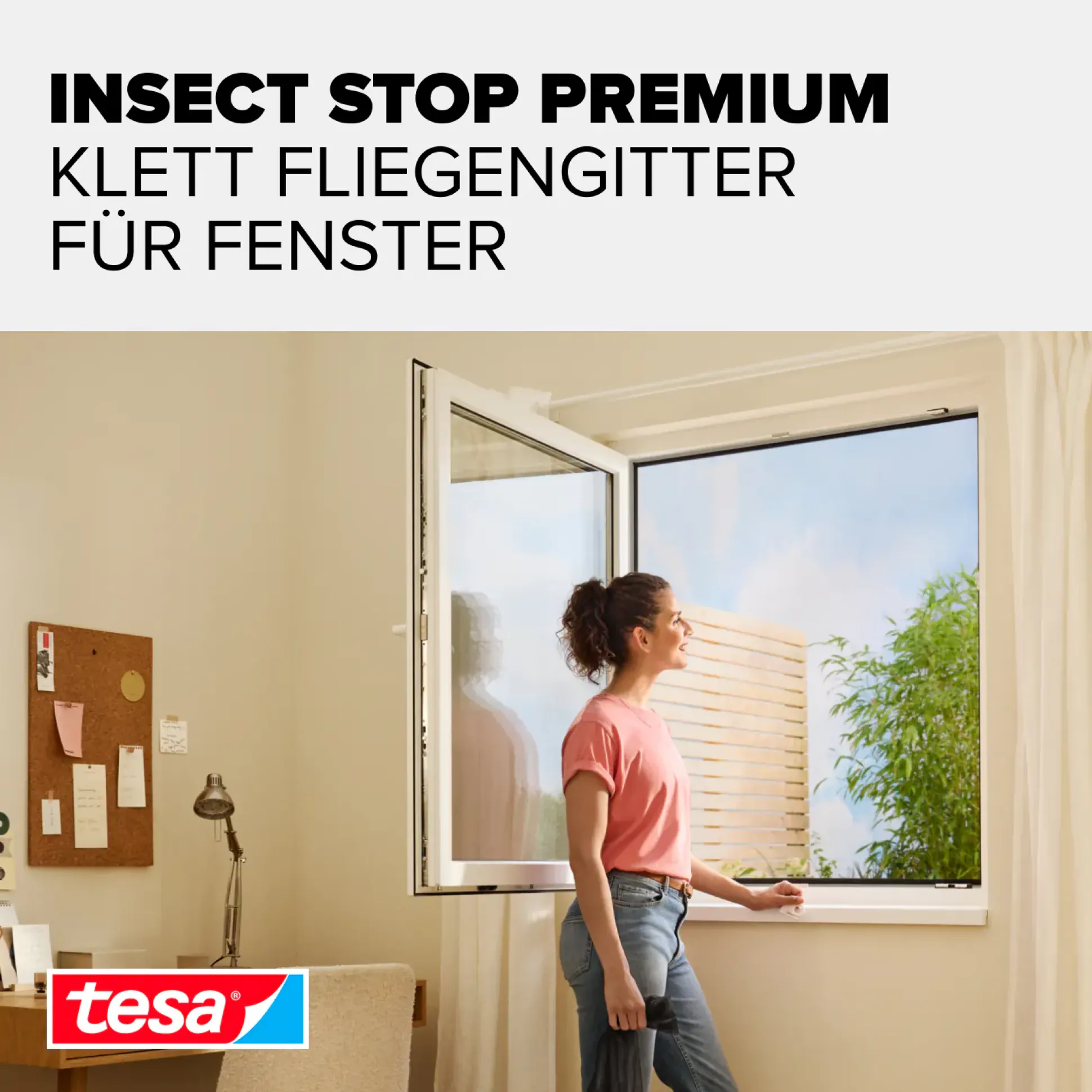 tesa Fliegenschutz-Fenster COMFORT 130 x 130 cm - weiß individuell kürzbar