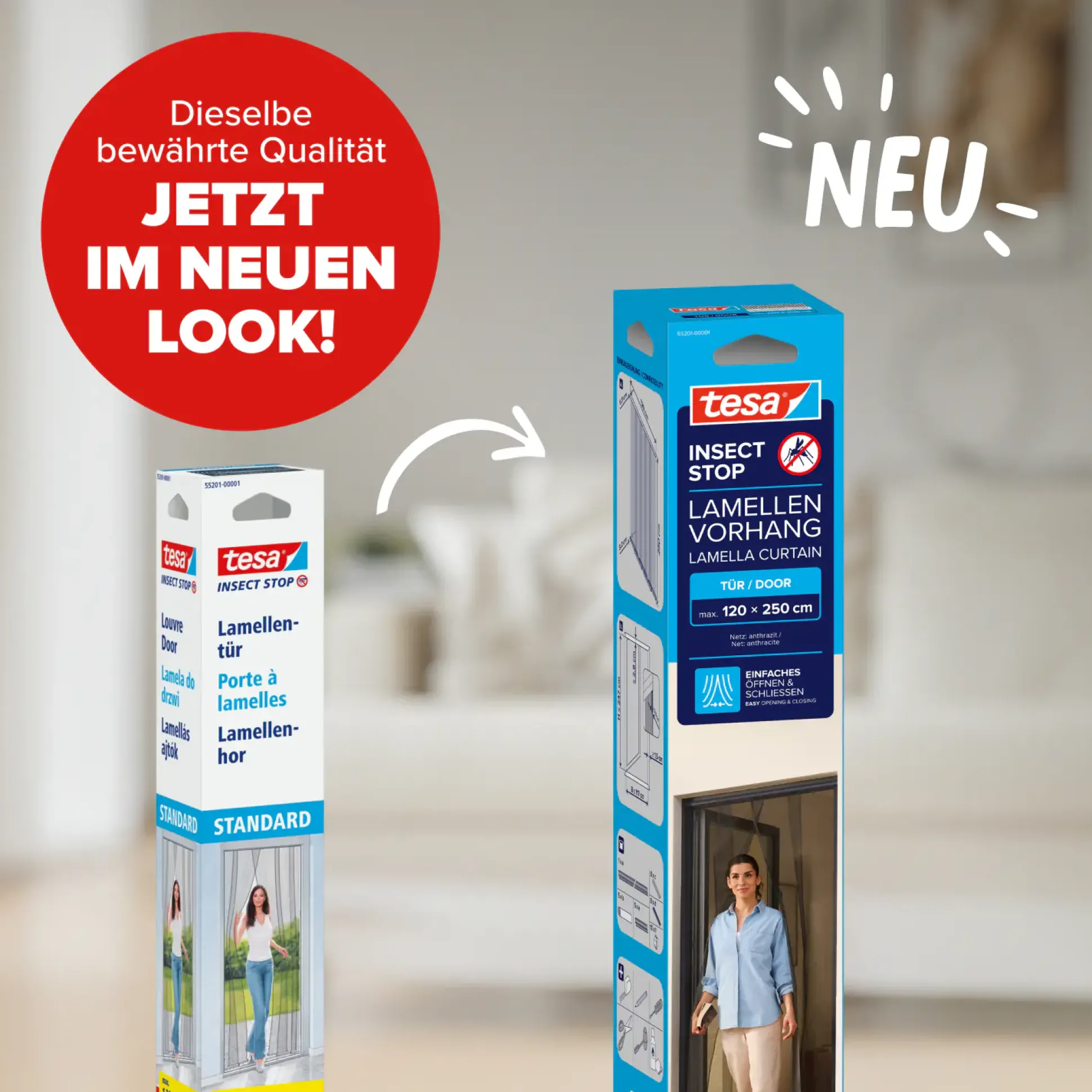 tesa Fliegenschutz-Lamellenvorhang STANDARD 120 x 250 cm - anthrazit
