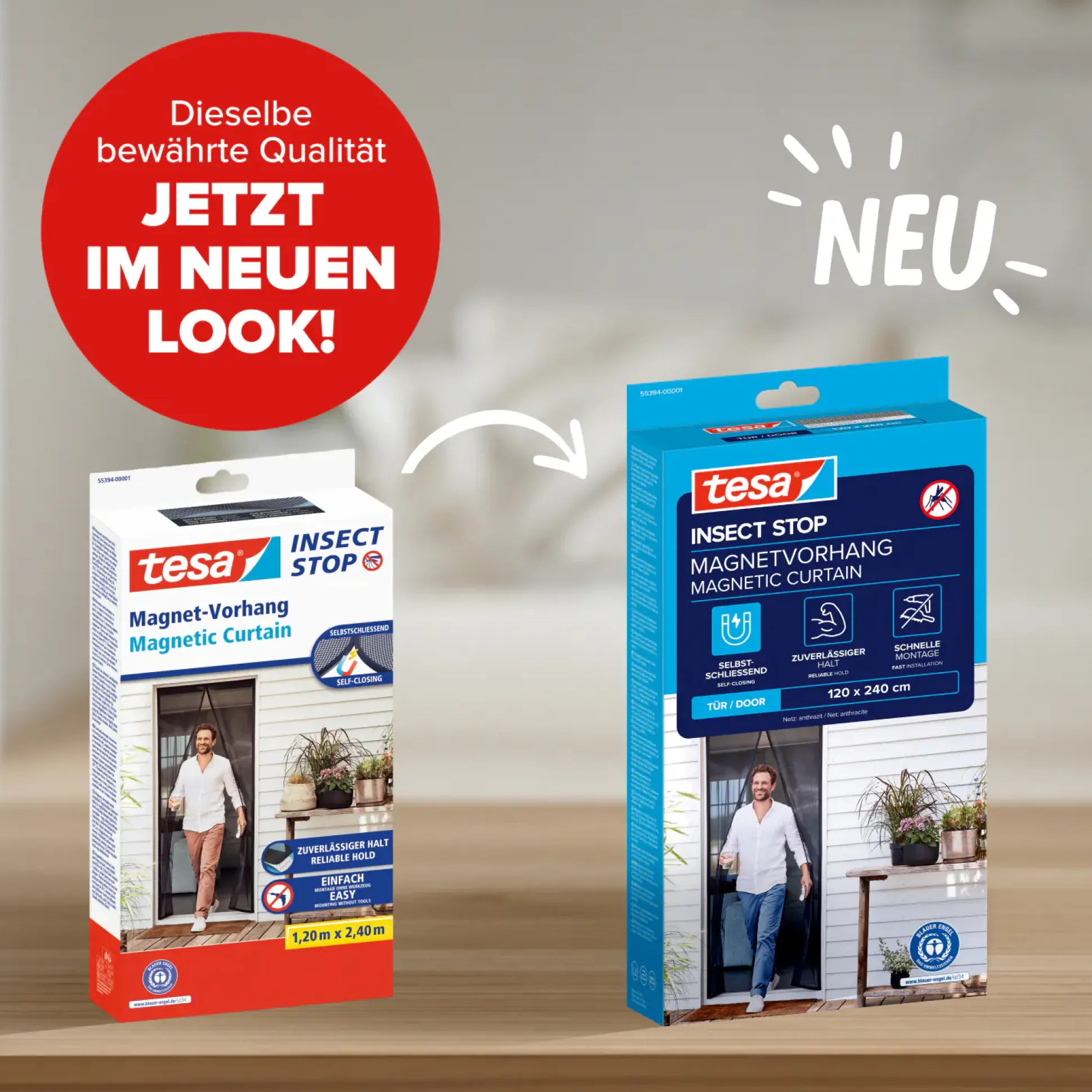 Tesa Insektenschutz Magnetvorhang Selbstschließend 120 x 240 cm Anthrazit