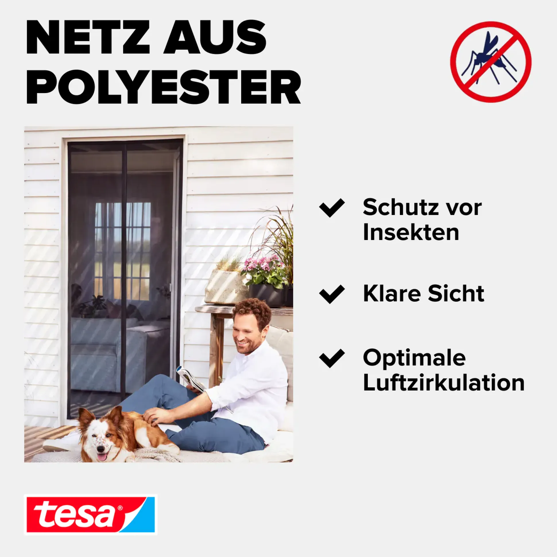 Tesa Insektenschutz Magnetvorhang Selbstschließend 120 x 240 cm Anthrazit