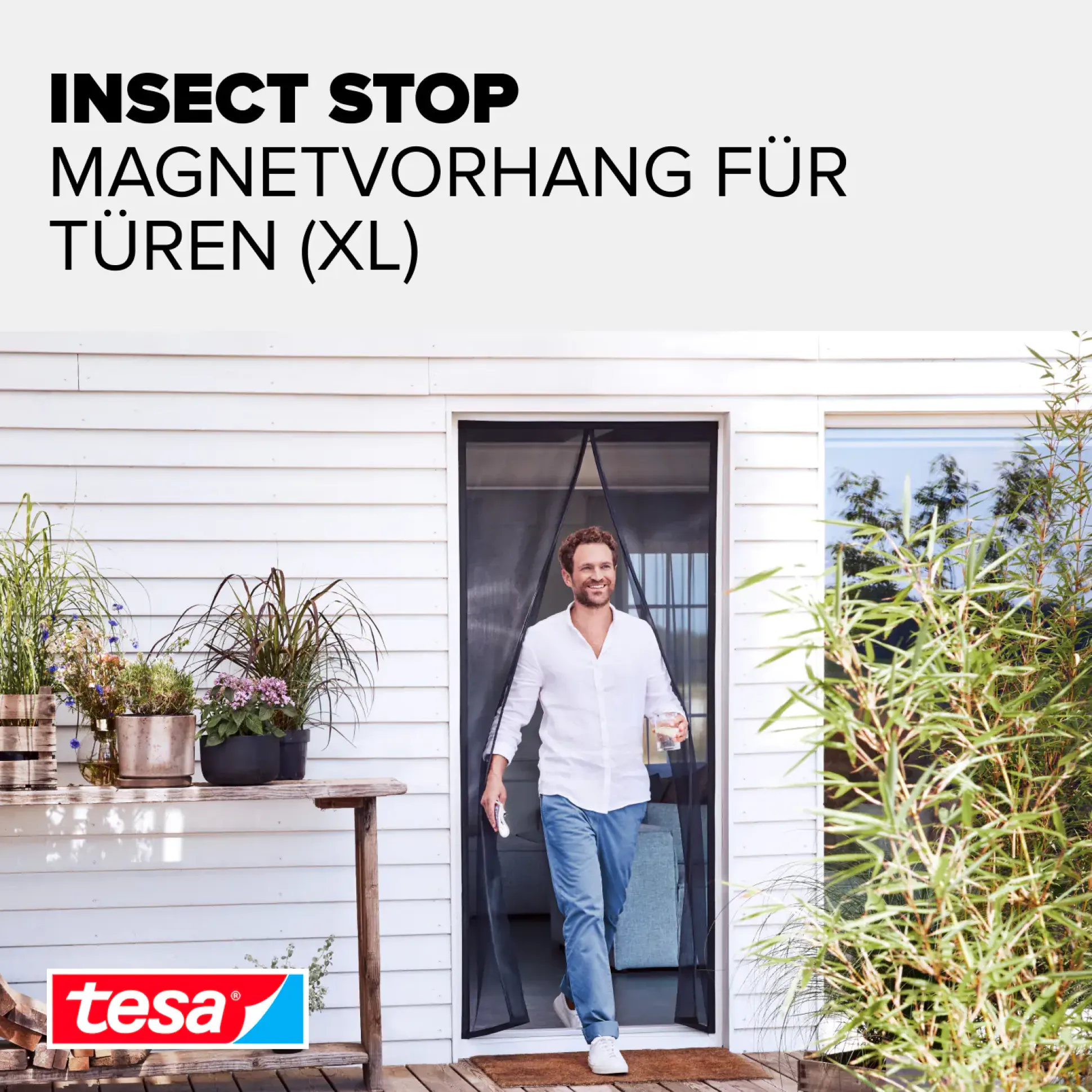Tesa Insektenschutz Magnetvorhang Selbstschließend 120 x 240 cm Anthrazit