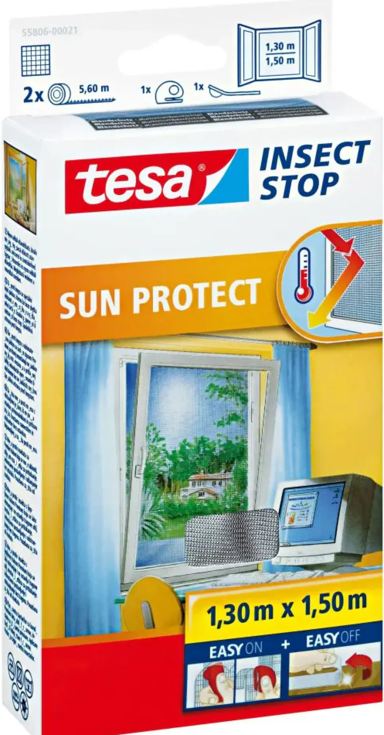 tesa Insektenschutz-Fenster SUN PROTECT 130 x 150 cm anthrazit