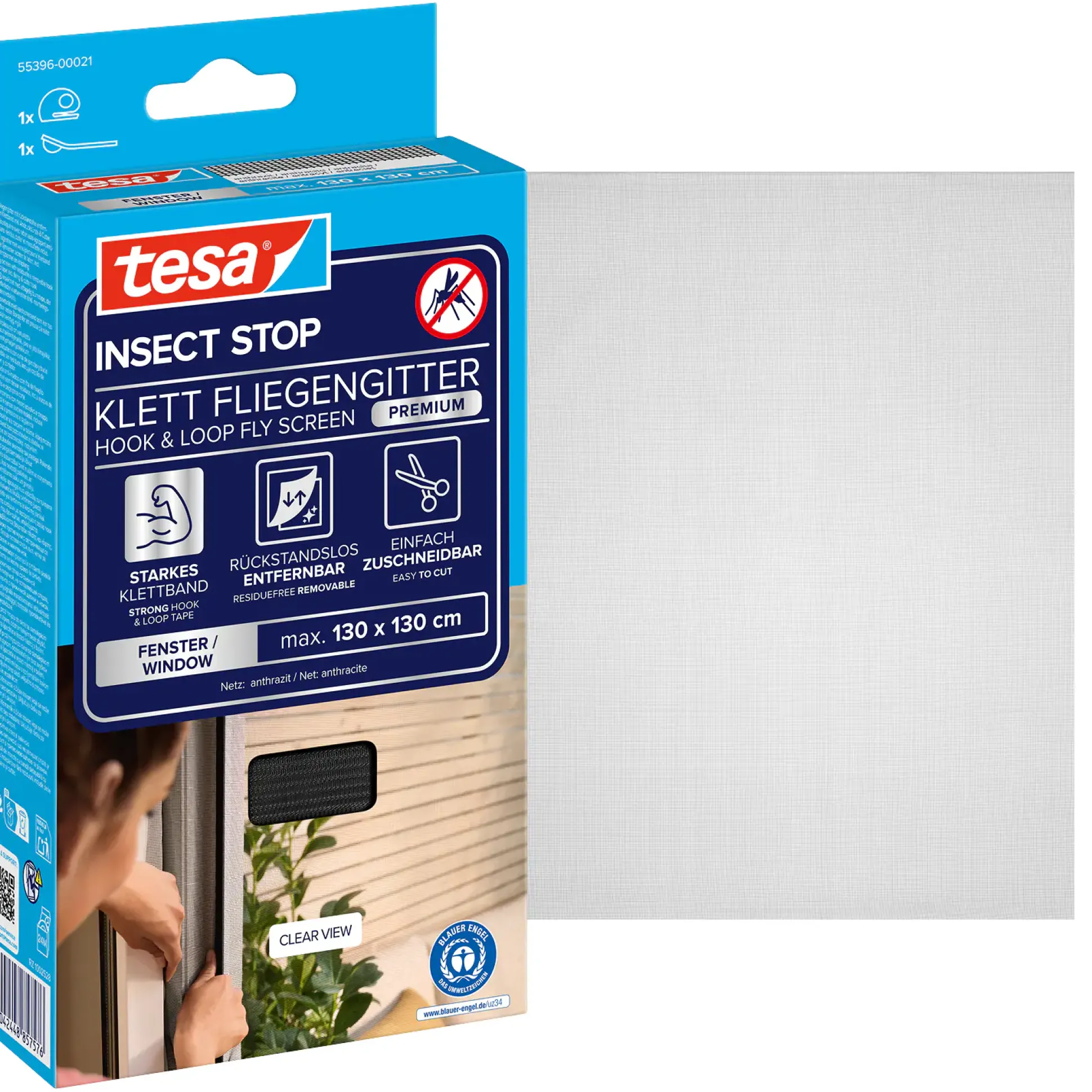 tesa Insektenschutz-Fenster COMFORT 130 x 130 cm anthrazit