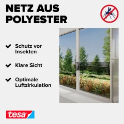 tesa Insektenschutz-Fenster Klettband OPEN/CLOSE 130 x 150 cm anthazit