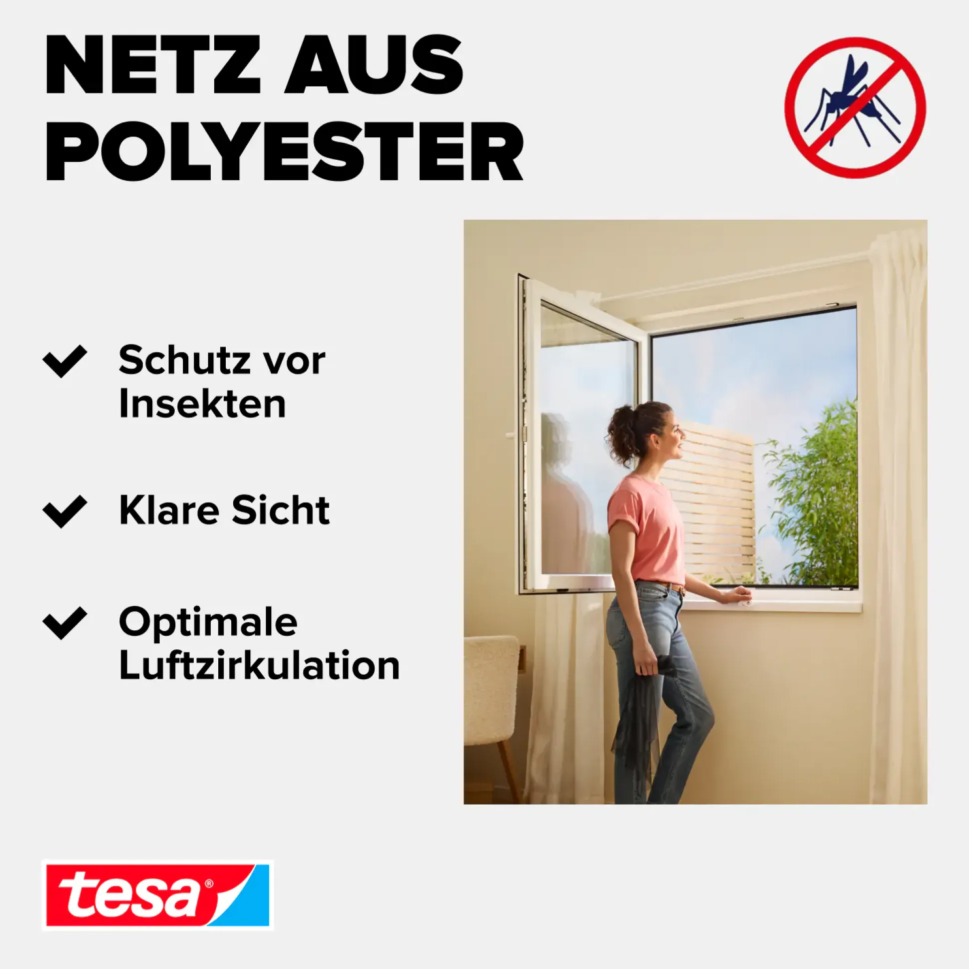 tesa Insektenschutz-Fenster COMFORT 100 x 100 cm anthrazit
