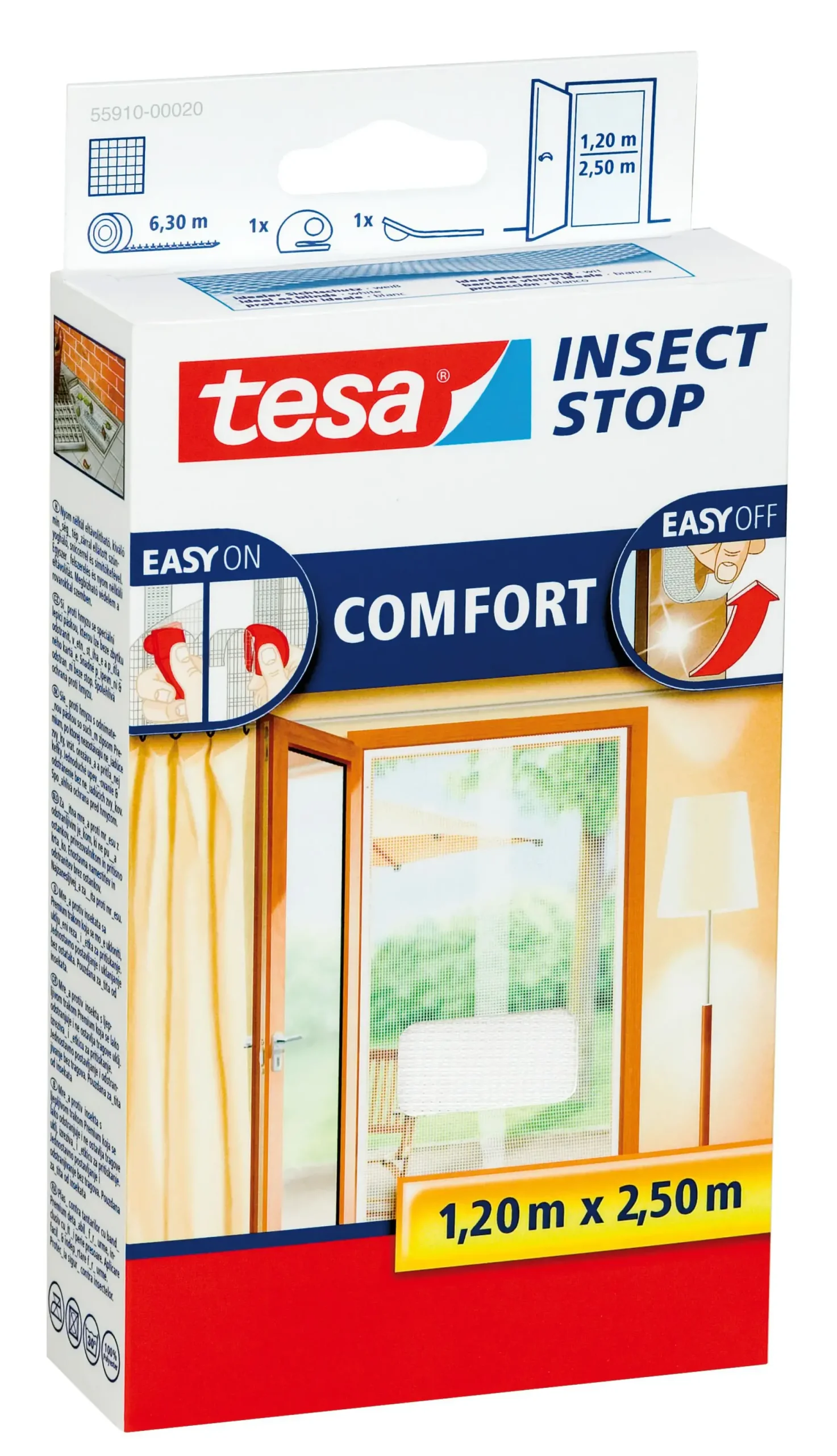 tesa Insektenschutz-Klettbandsystem 2 x (0,65 m x 2,5 m) weiß