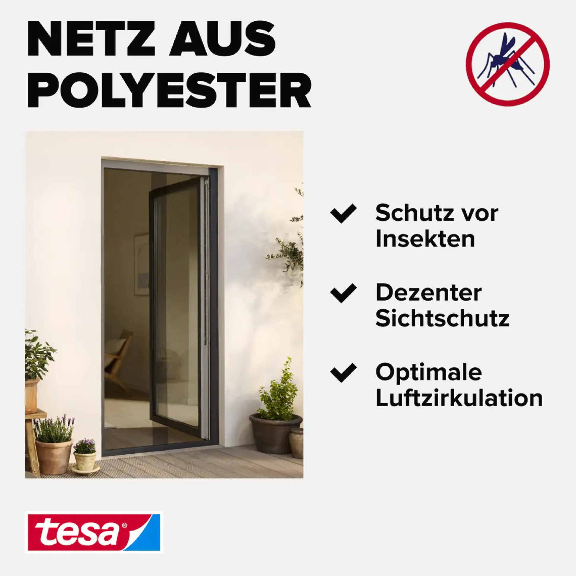tesa Insektenschutz-Klettbandsystem 2 x (0,65 m x 2,5 m) weiß