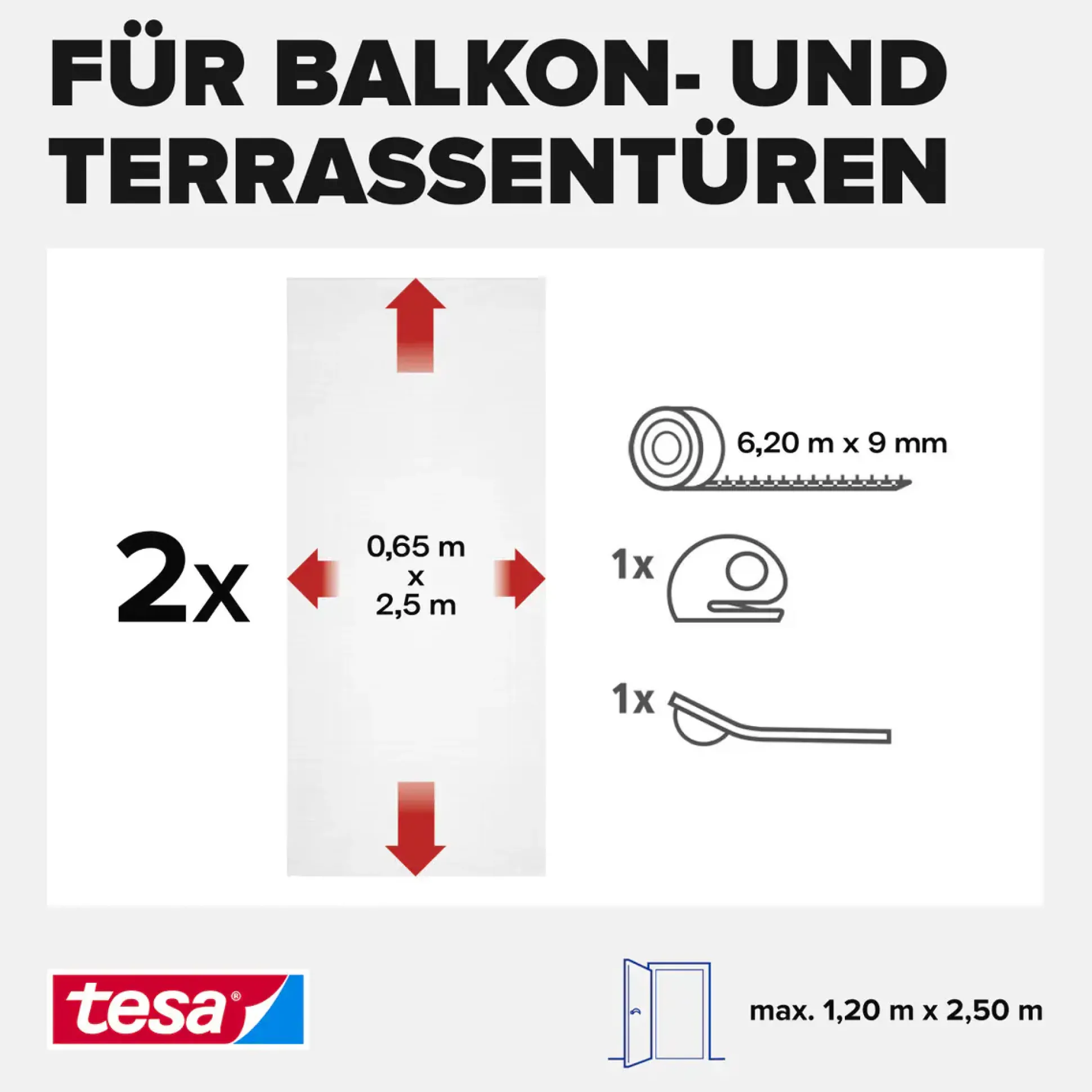 tesa Insektenschutz-Klettbandsystem 2 x (0,65 m x 2,5 m) weiß