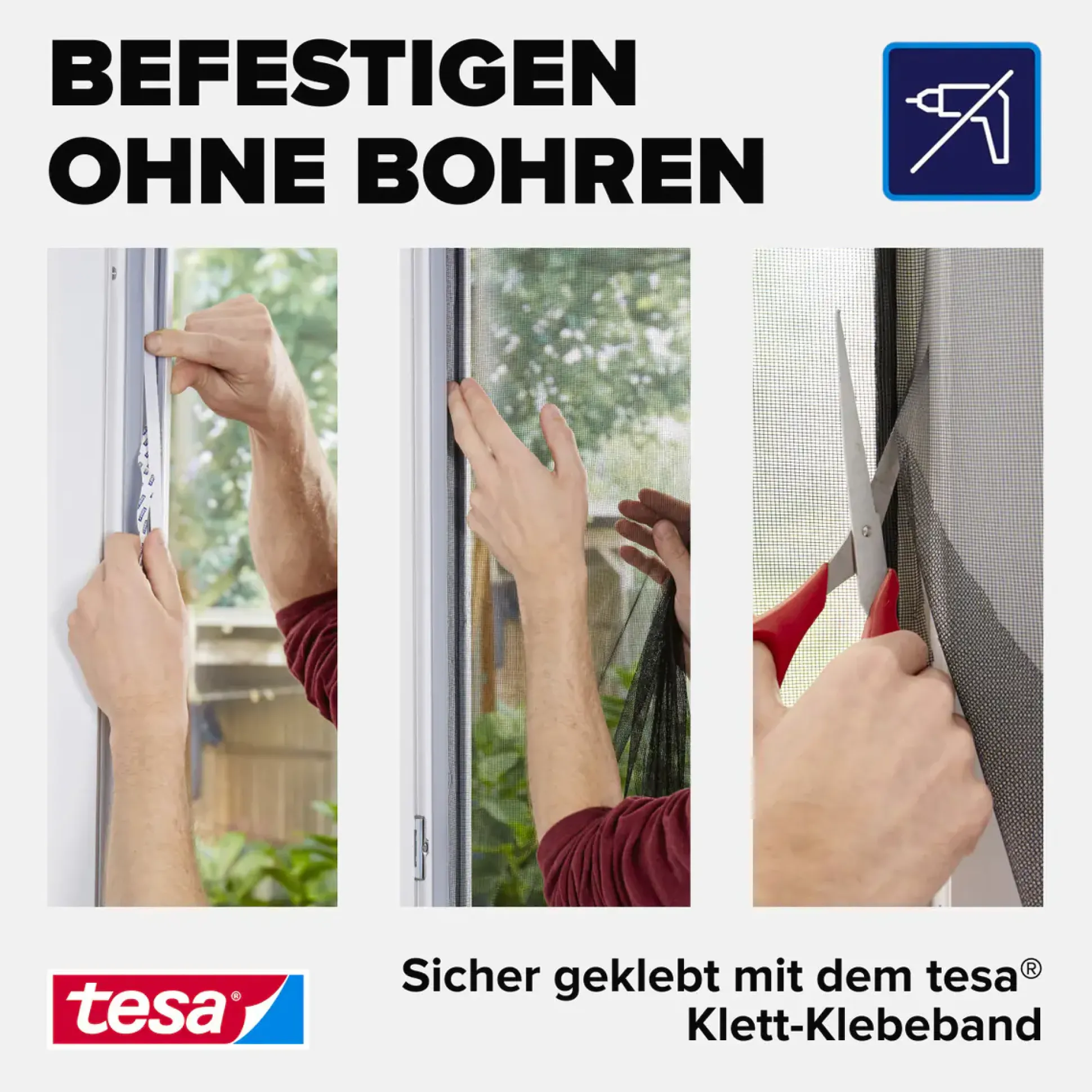 tesa Insektenschutz-Klettbandsystem 2 x (0,65 m x 2,5 m) weiß