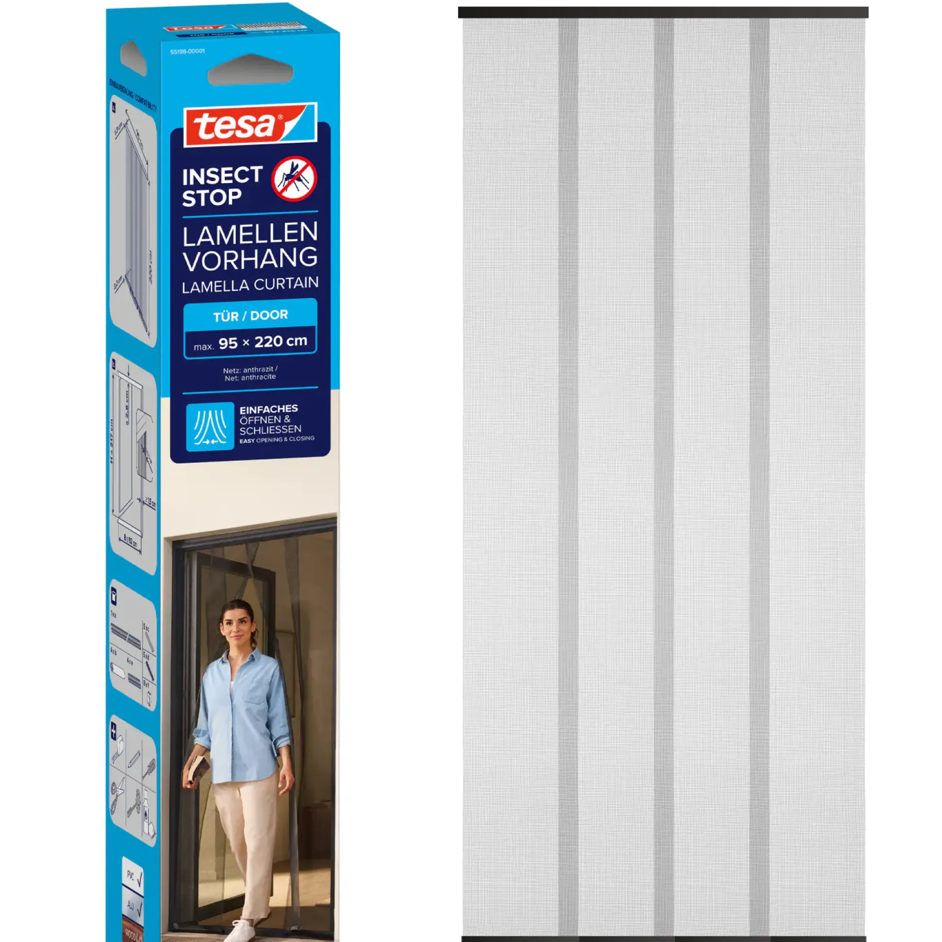 tesa Insektenschutz-Lamellenvorhang Standard 95 m x 220 cm schwarz
