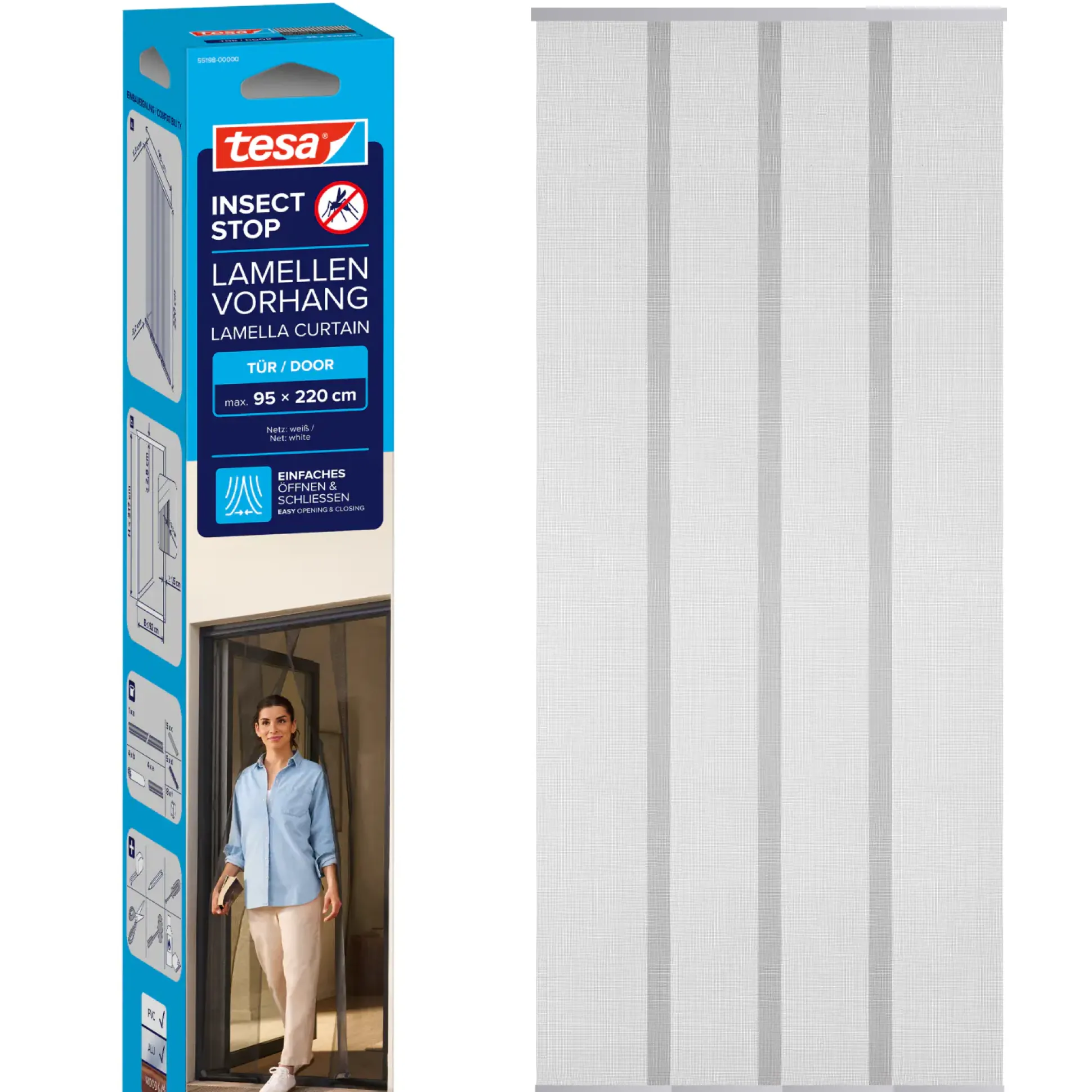 tesa Insektenschutz-Lamellenvorhang STANDARD weiß 0,95 m x 2,20 m weiß