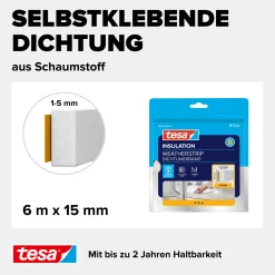 tesa Insulation Schaumstoff-Dichtung Universal 6 m, weiß