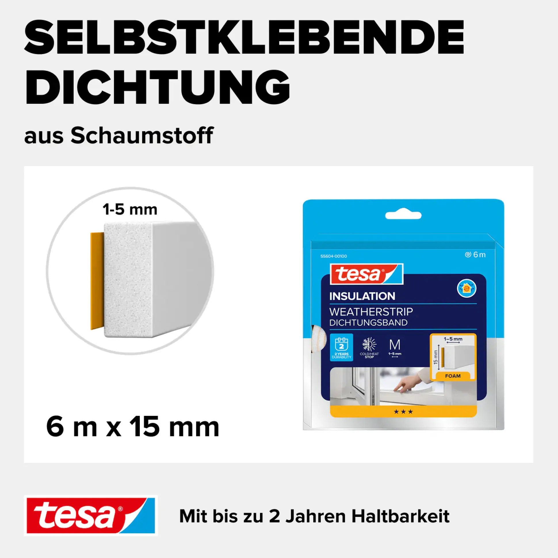 tesa Insulation Schaumstoff-Dichtung Universal 6 m, weiß