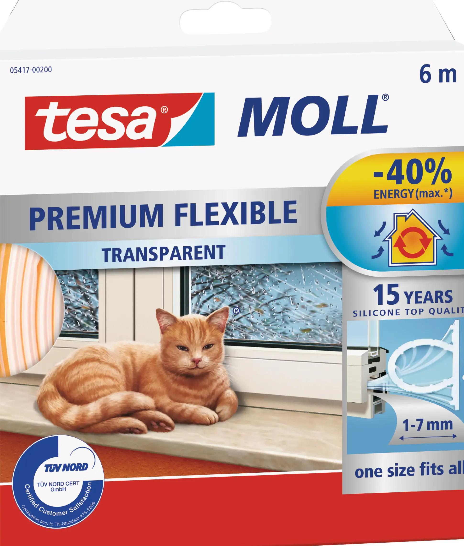 tesa Moll Dichtungsprofil Super Flex 6 m, transparent