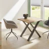 Tischplatte Eiche massiv 80 x 80 cm 26 mm mit natürlicher Kante