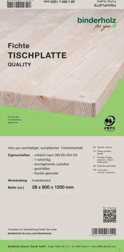 Tischplatte Fichte Oberfläche geschliffen 120 x 80 cm 28 mm
