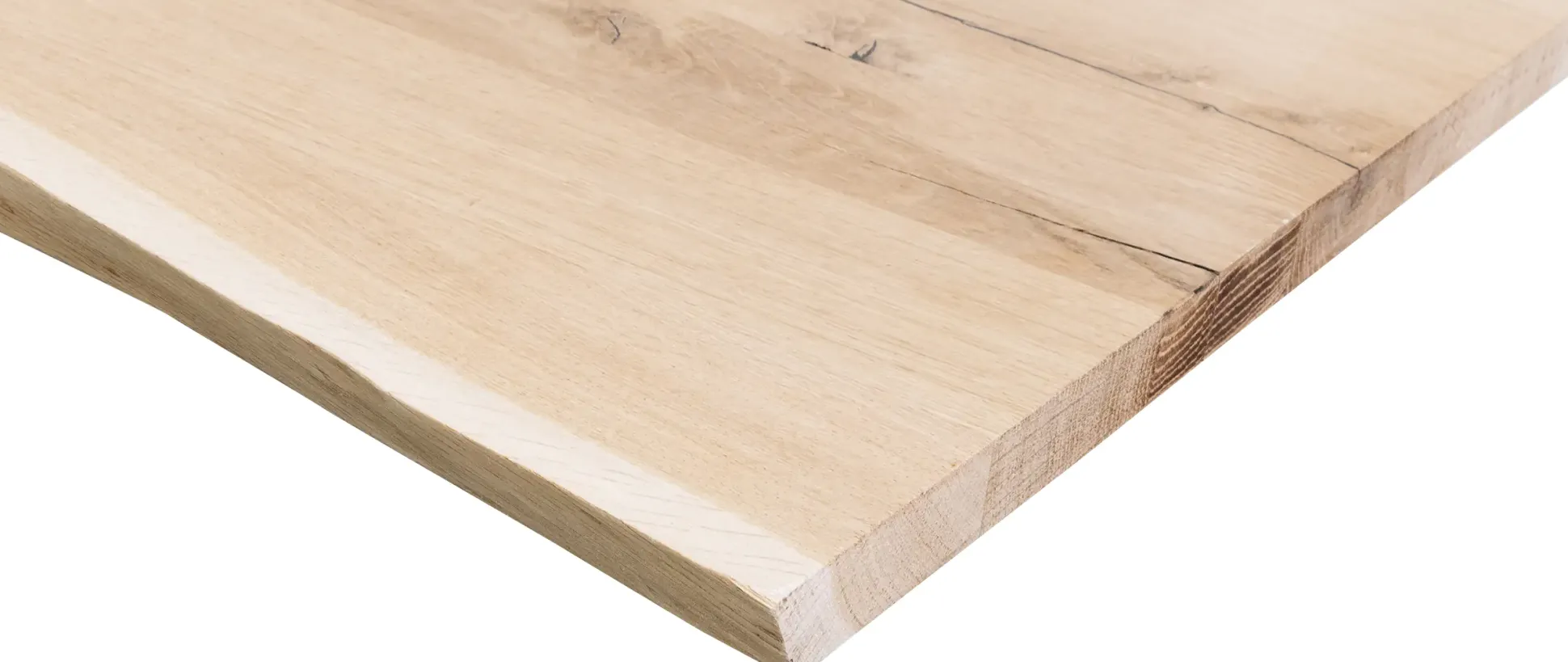 Tischplatte "Live Edge" Eiche massiv mit Waldkante 200 x 90 cm 38 mm