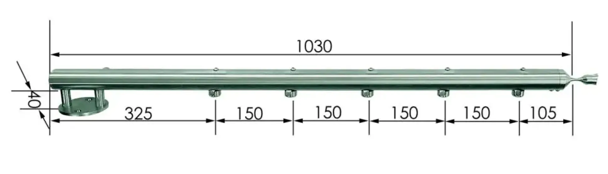 Treba Geländerstab MegaTec E1 Schrauben, Edelstahl V2A Länge 103 cm