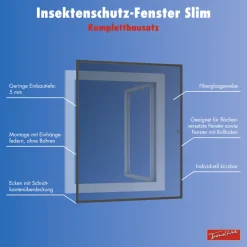 TrendLine Fliegenschutz-Fenster SLIM 120 x 150 cm anthrazit/anthrazit kürzbar