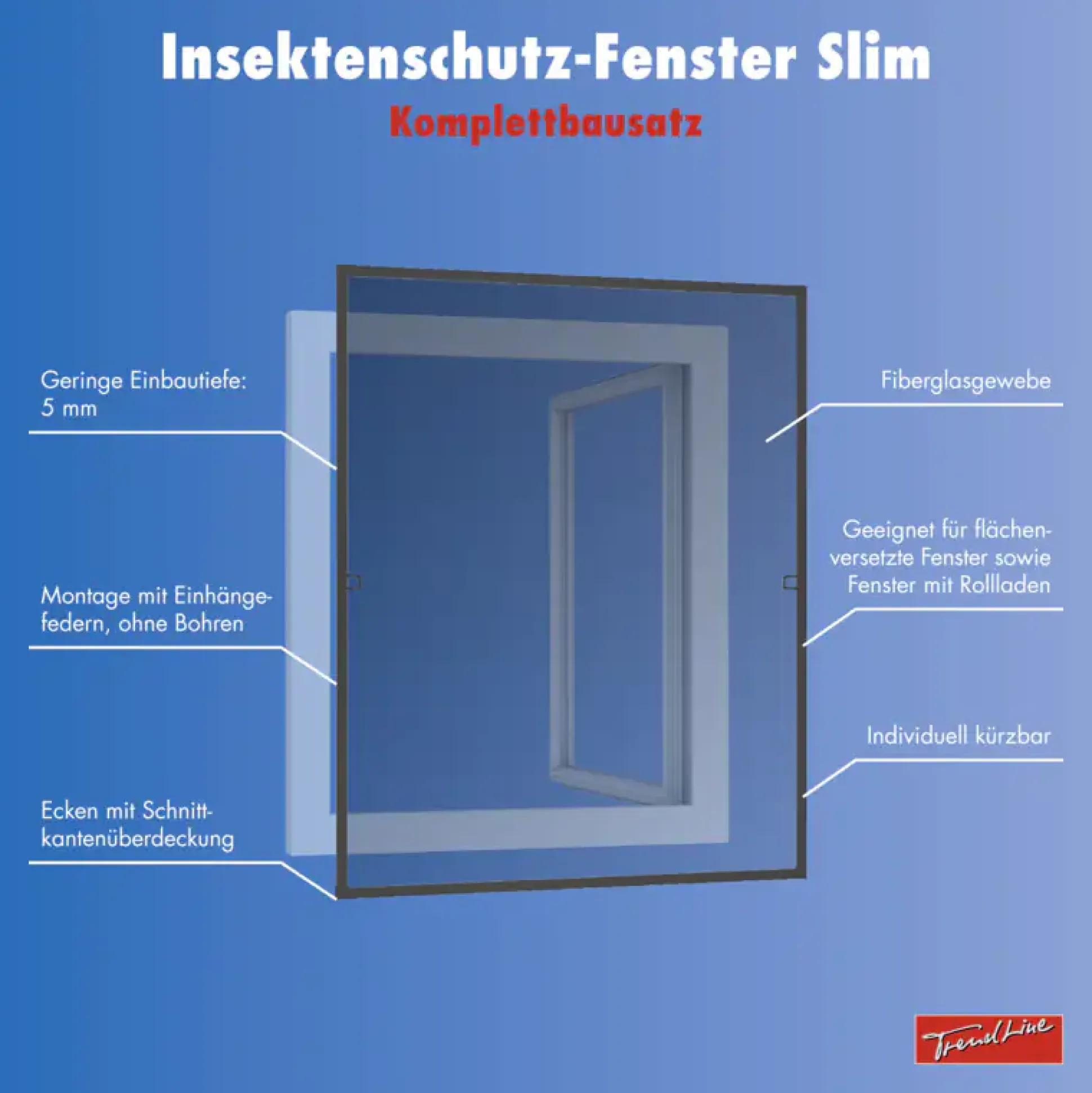 TrendLine Fliegenschutz-Fenster SLIM 120 x 150 cm anthrazit/anthrazit kürzbar