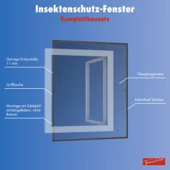 TrendLine Fliegenschutz-Fenster 100 x 120 cm anthrazit/anthrazit kürzbar