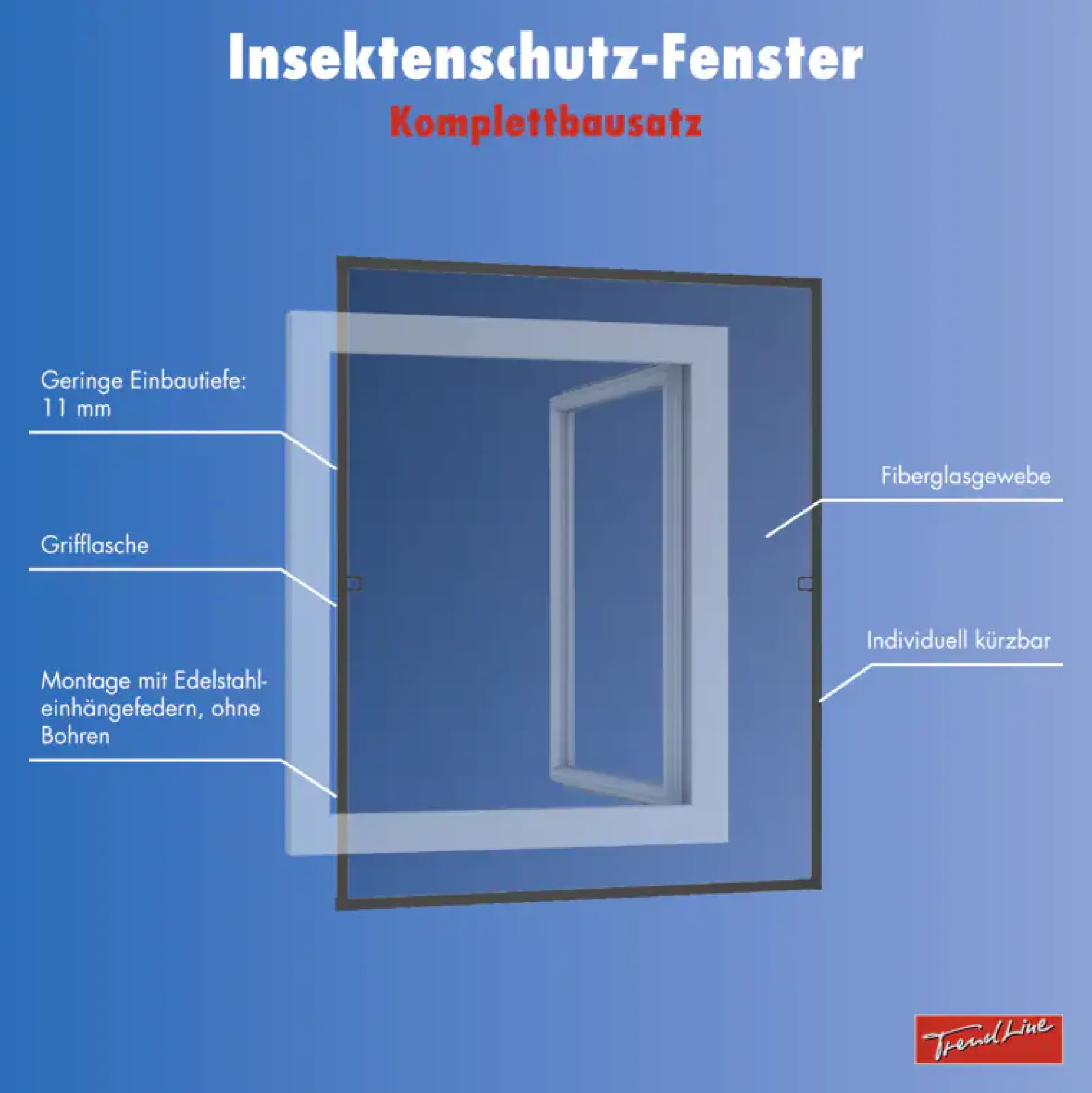 TrendLine Fliegenschutz-Fenster 100 x 120 cm anthrazit/anthrazit kürzbar