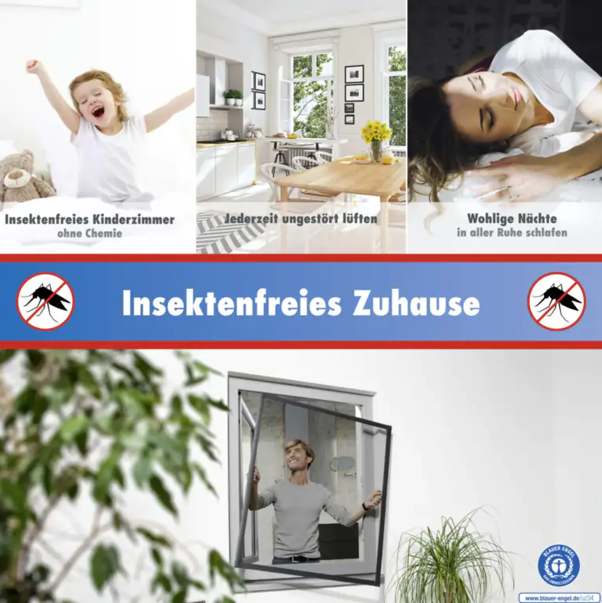 TrendLine Fliegenschutz-Fenster 100 x 120 cm anthrazit/anthrazit kürzbar