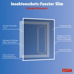 TrendLine Fliegenschutz-Fenster SLIM 120 x 150 cm weiß/weiß kürzbar