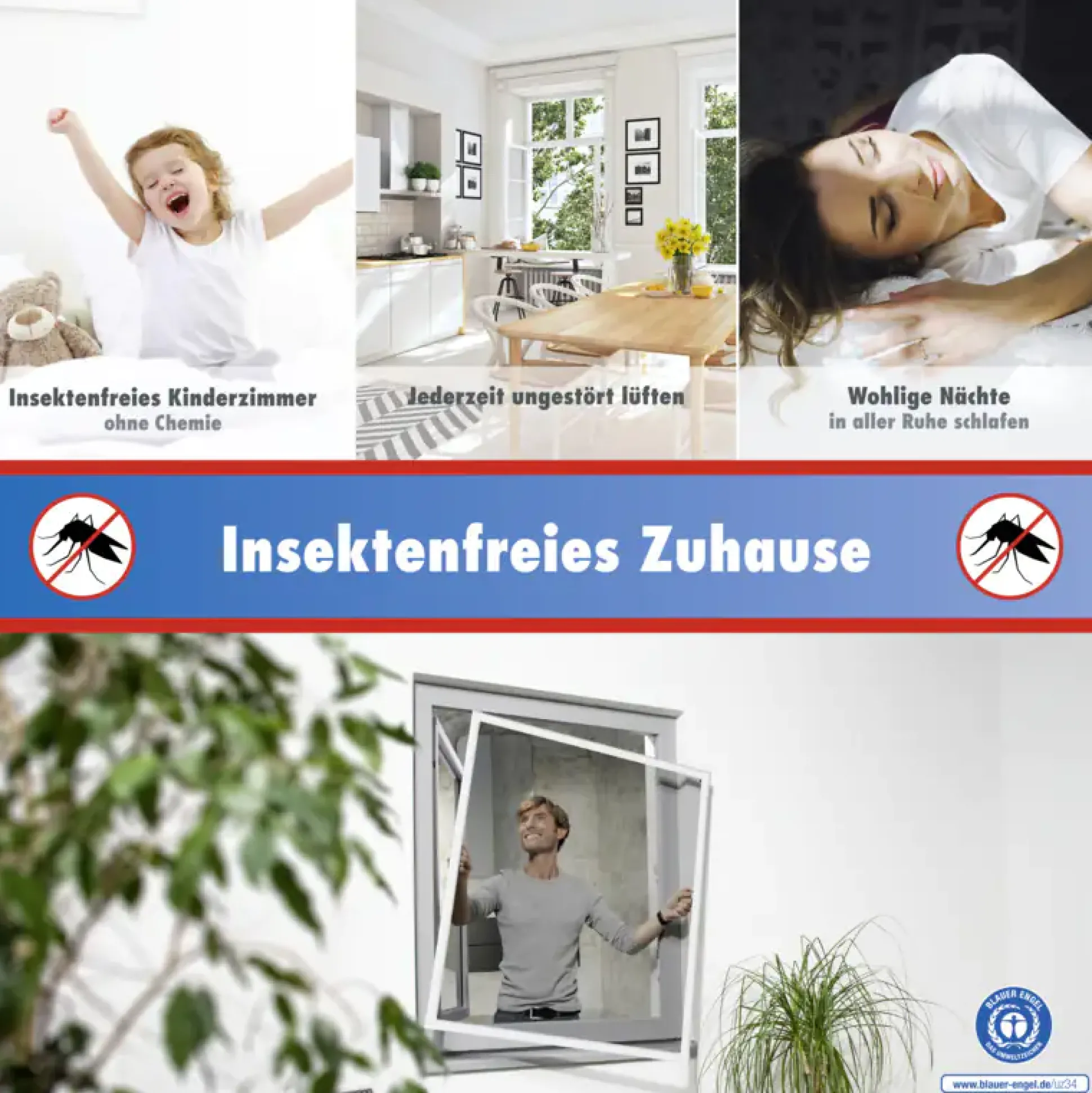 TrendLine Fliegenschutz-Fenster SLIM 120 x 150 cm weiß/weiß kürzbar