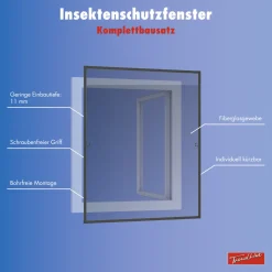 TrendLine Fliegenschutz-Fenster 120 x 150 cm schwarz/anthrazit kürzbar