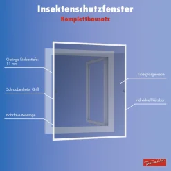 TrendLine Fliegenschutz-Fenster 120 x 150 cm schwarz/weiß kürzbar