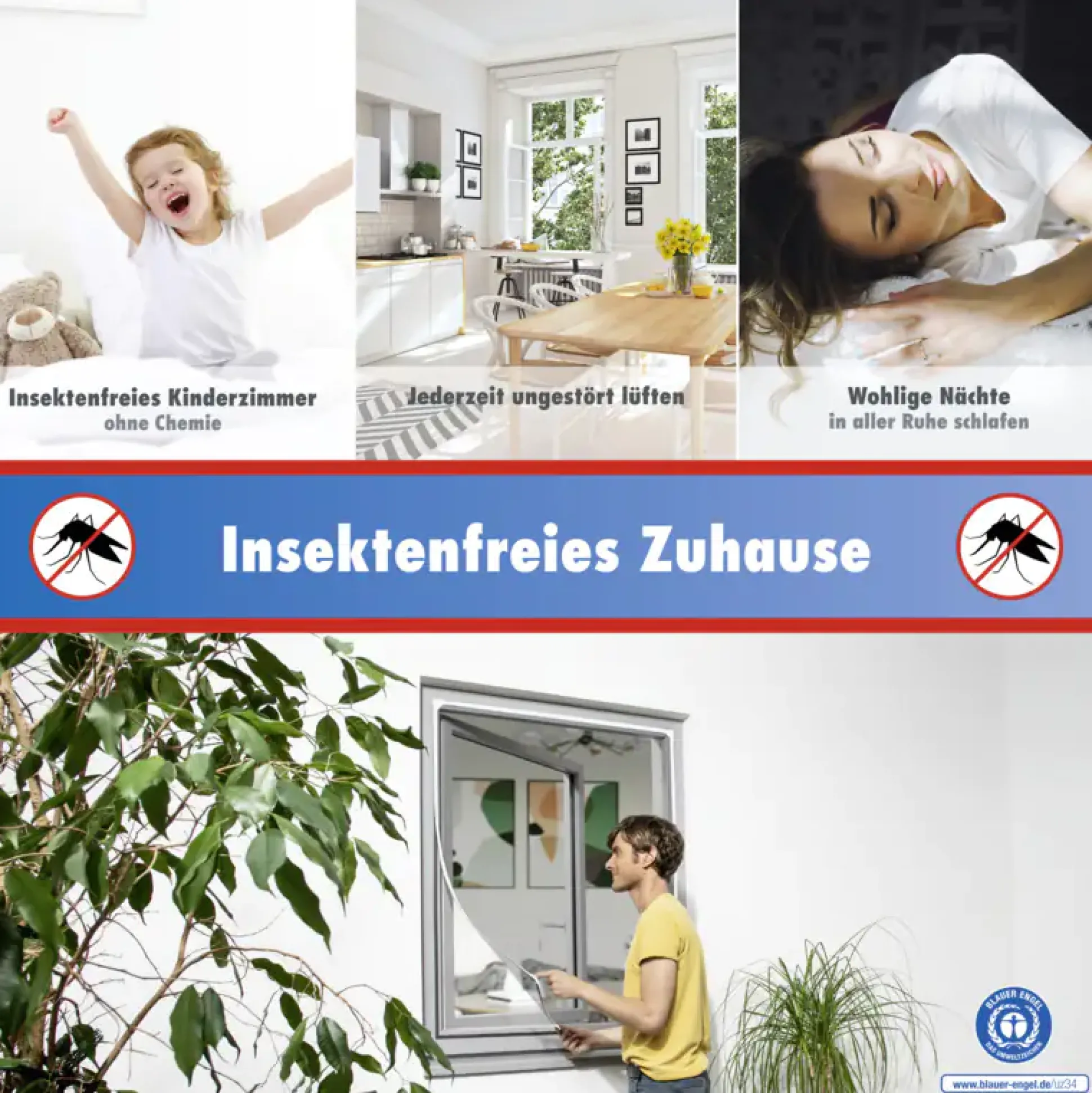 TrendLine Fliegenschutz-Magnetfenster 100 x 120 cm weiß/weiß kürzbar