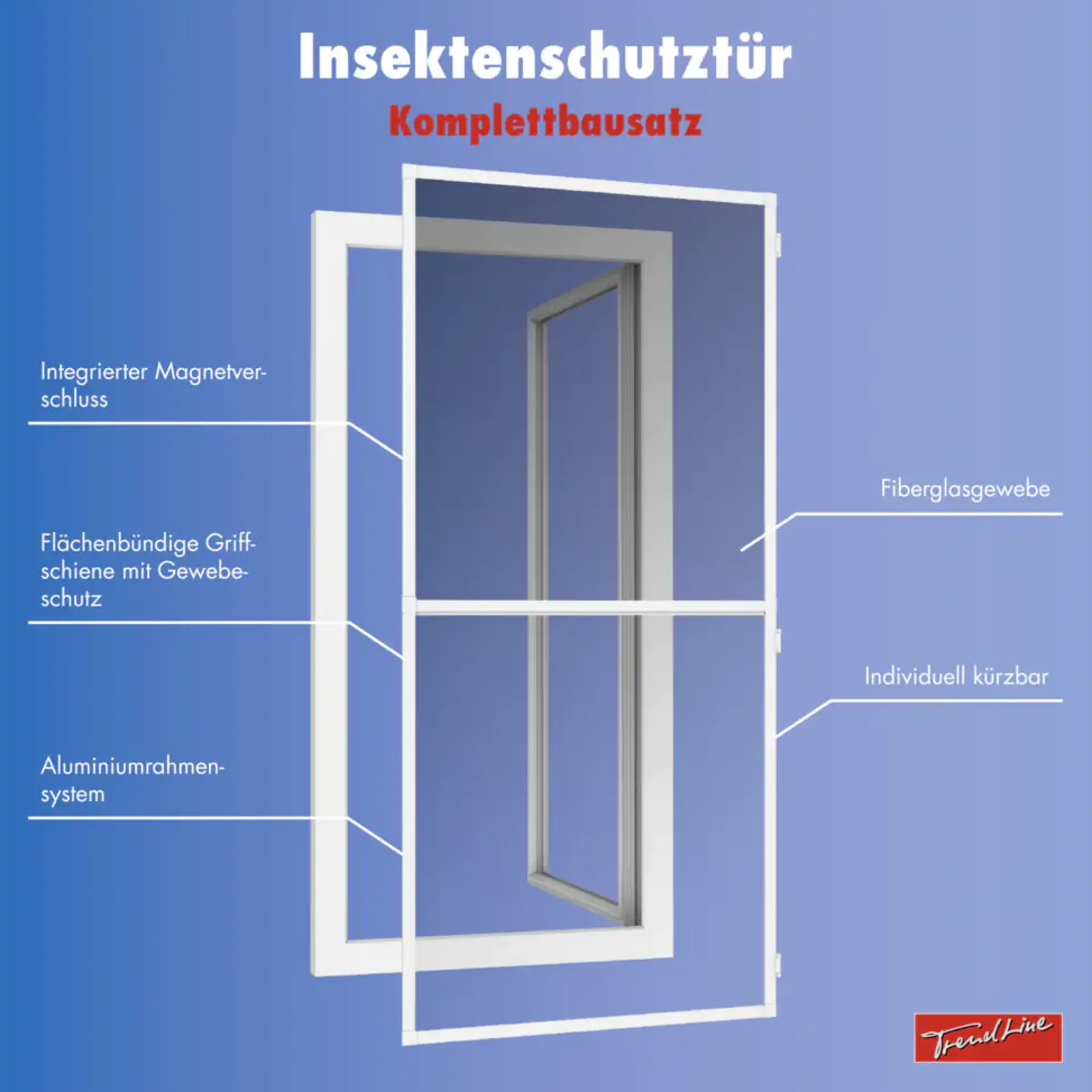 TrendLine Fliegenschutz-Tür 100 x 210 cm schwarz/weiß kürzbar