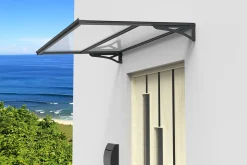 TrendLine Vordach Bordeaux Aluminium schwarz 140 x 90 x 14,8 cm