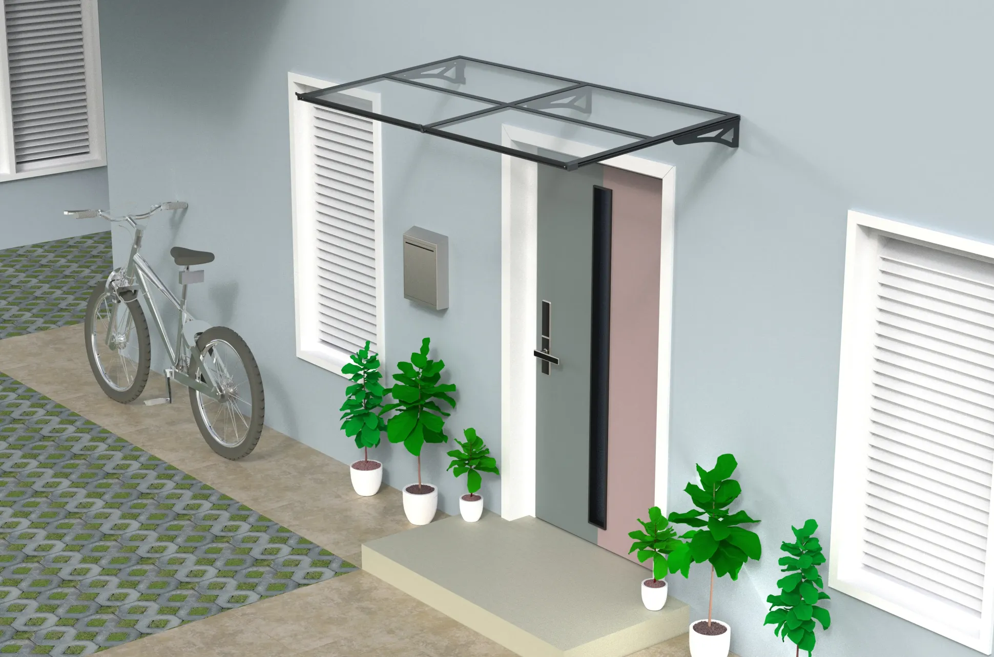 TrendLine Vordach Bordeaus Aluminium schwarz 200 x 90 cm