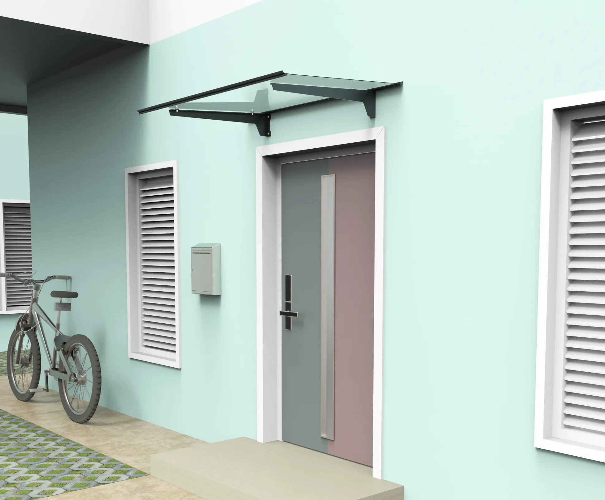 TrendLine Vordach Nizza Aluminum schwarz 140 x 90 cm
