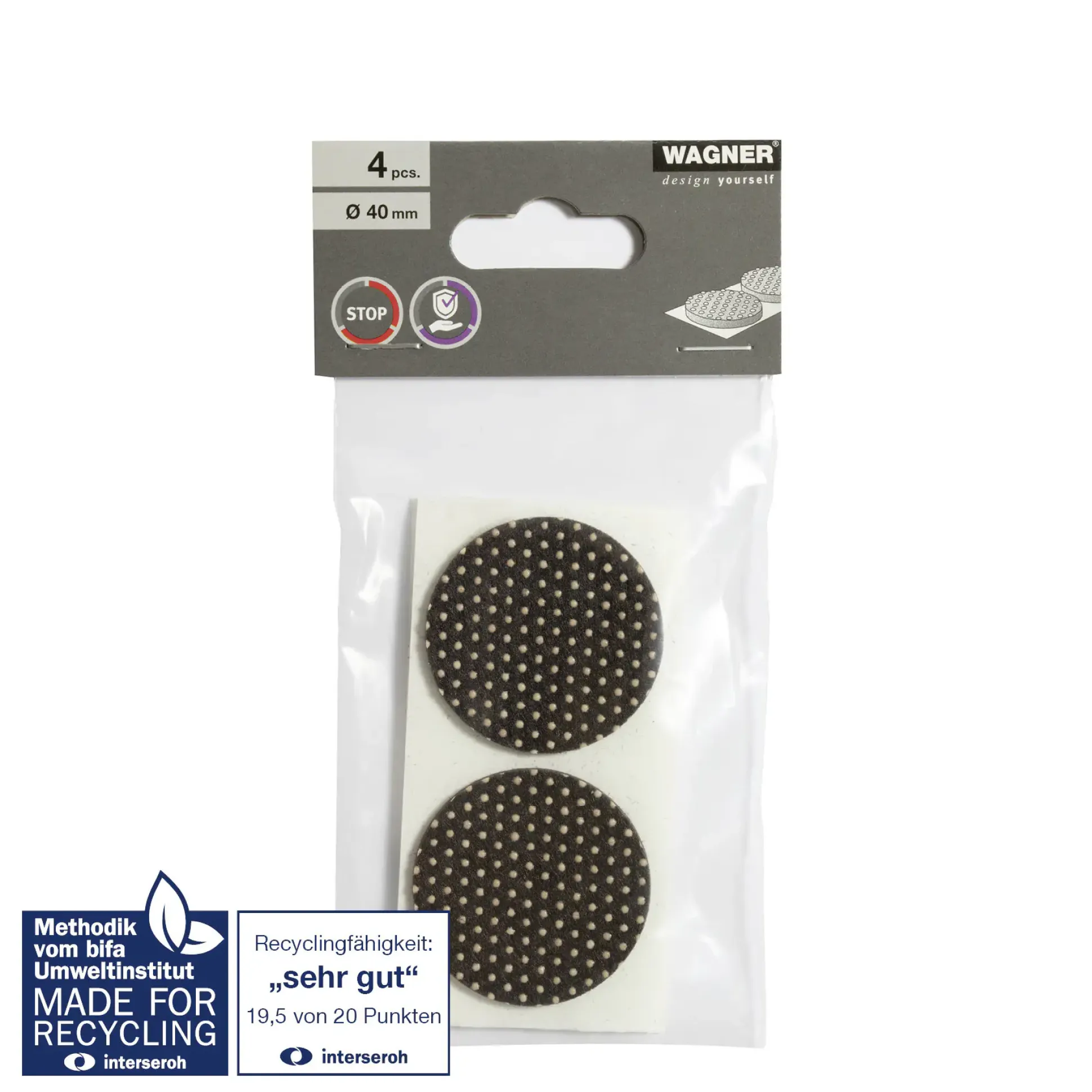 Wagner Anti-Rutschpad für Möbel selbstklebend Ø 40 x 3 mm braun beige - 4 Stück