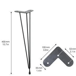 Wagner Möbelfuß Hairpin Stahl 40 x 12 cm schwarz matt - 1 Stück