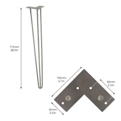 Wagner Möbelfuß Hairpin Stahl 71 x 12 cm eisen matt - 1 Stück