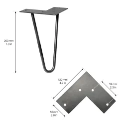 Wagner Möbelfuß Hairpin Stahl 20 x 12 cm schwarz - 1 Stück