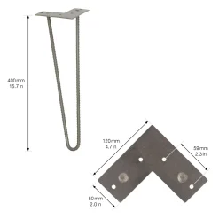 Wagner Möbelfuß Hairpin Stahl 40 x 12 cm eisen matt - 1 Stück